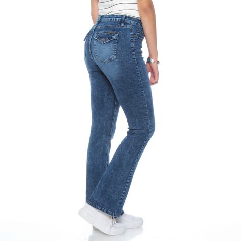 Jeans Recto Tiro Medio Pretina Basica 1 Boton-1