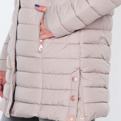 Parka Larga Manga Larga Con Capucha Solida-3