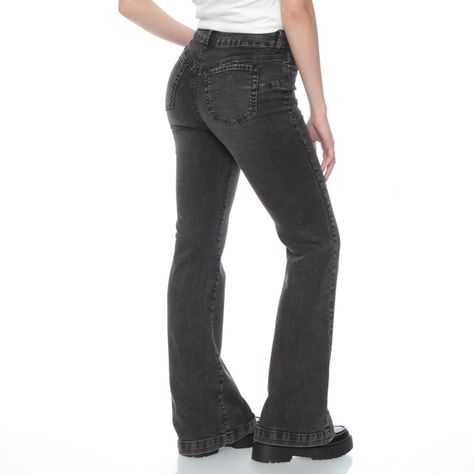 Jeans Flare Tiro Alto  1 Boton Push Up Pretina Basica-1