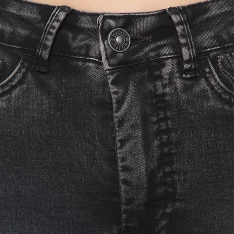 Jeans Flare Tiro Alto  1 Boton Push Up Pretina Basica-4