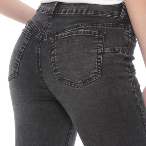 Jeans Flare Tiro Alto  1 Boton Push Up Pretina Basica-7