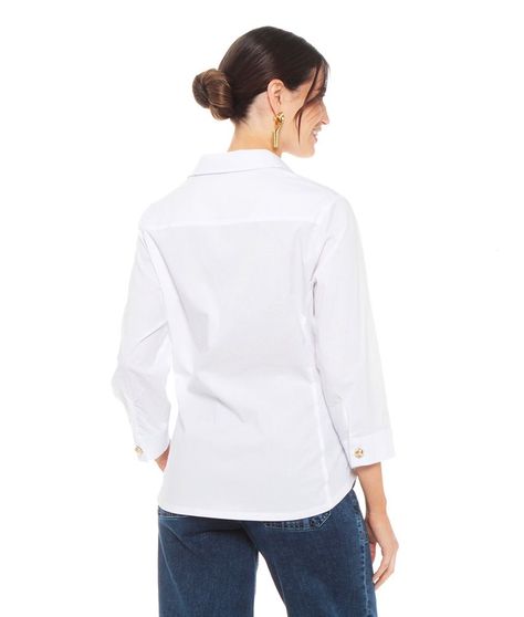 Blusa Manga Larga  Abotonada Solida-5