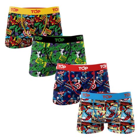 Bóxer Niño Algodón Marvel Pack 4 C14 -0