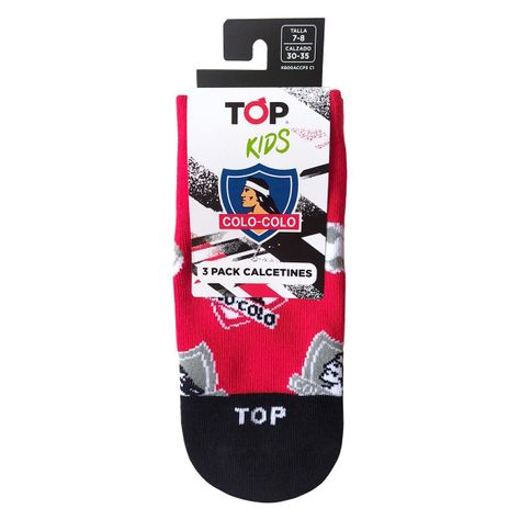 Calcetines Cortos Algodón Niños Colo-Colo Pack 3 C1 Top-5