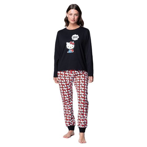 Pijama Largo Mujer Algodón Invierno Hello Kitty C2 TOP-0