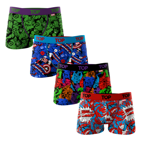 Bóxer Niño Algodón Marvel Pack 4 C15 TOP-0