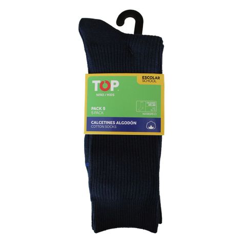 Calcetines Largos Algodón Niños Pack 5 Escolar C1 Top-3