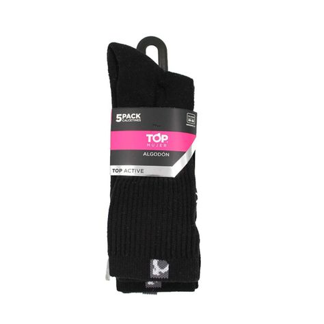 Calcetines Deportivos MUJER Largos Negros Pack 5 -1