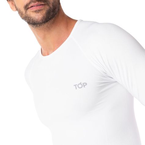 Camiseta Deportiva Primera Capa Microfibra Blanca Top-3