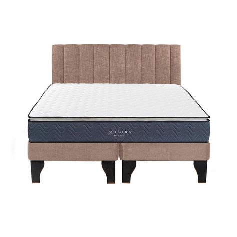 Cama Europea Galaxy 2 Plazas + Respaldo Tubular Negro Beige-0