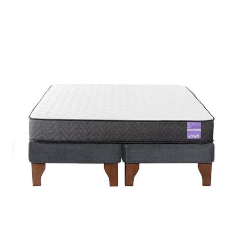 Cama Europea 2 Plazas 150x190 cm Base Colchón Madera Gris-0