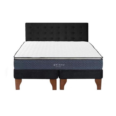 Cama Europea Galaxy 2 Plazas + Respaldo Capitoné Madera Negro-0