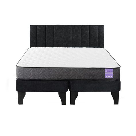 Cama Europea 2 Plazas + Respaldo Tubular Negro-0