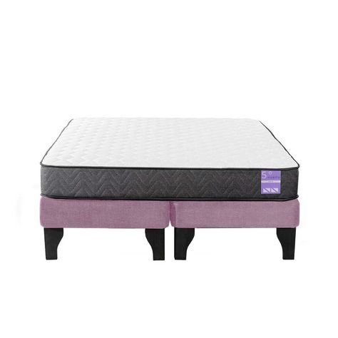 Cama Europea 2 Plazas 150x190 cm Base Colchón Negro Rosado-0