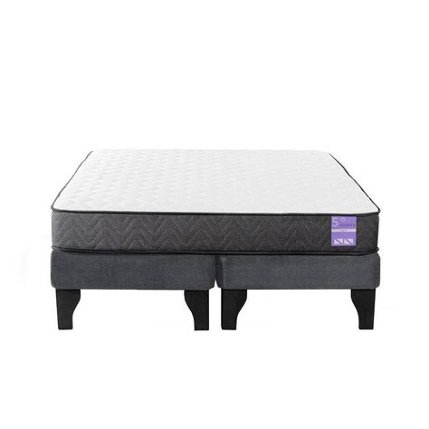 Cama Europea 2 Plazas 150x190 cm Base Colchón Negro Gris-0