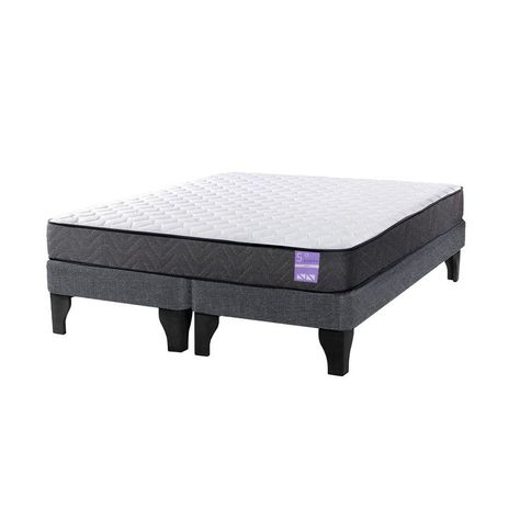 Cama Europea 2 Plazas 150x190 cm Base Colchón Negro Gris-1