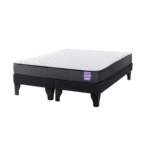 Cama Europea 2 Plazas 150x190 cm Base Colchón Negro-1
