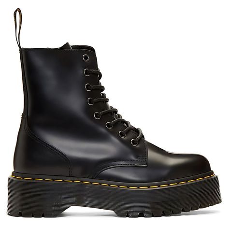 Botines Marten's Plataforma De Hombre E-cuero Negro-0
