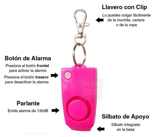 ALARMA PERSONAL LLAVERO AVISO SONIDO DAMA 130DB ANTI ROBO  AI48-1