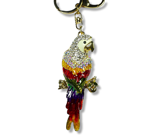 LLAVERO GUACAMAYA INCRUSTACIONES CRISTALES EN COLORES AJ53-0