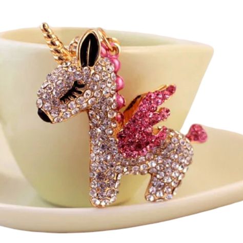 Llavero Unicornio Metalico con Cristales Nb78-1