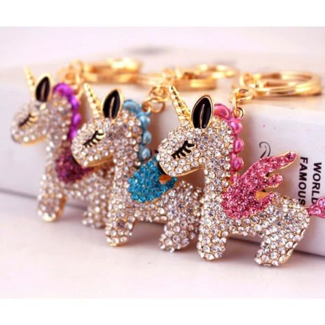 Llavero Unicornio Metalico con Cristales Nb78-3