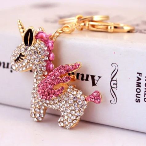 Llavero Unicornio Metalico con Cristales Nb78-4