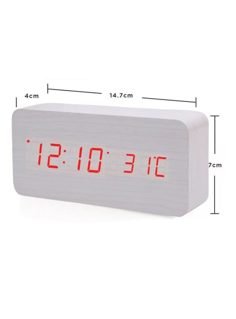 RELOJ DESPERTADOR DIGITAL MADERA LUZ LED AK82-1