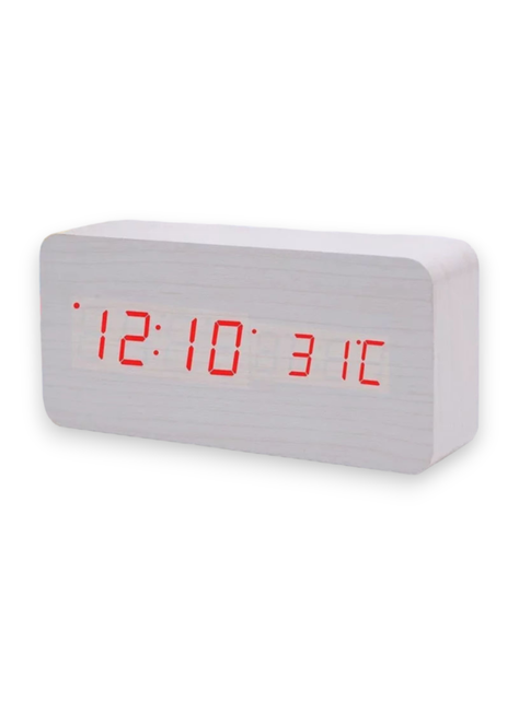 RELOJ DESPERTADOR DIGITAL MADERA LUZ LED AK82-0