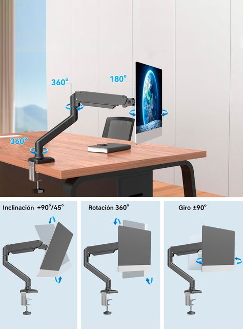 Soporte Monitor Escritorio Simple Negro-4