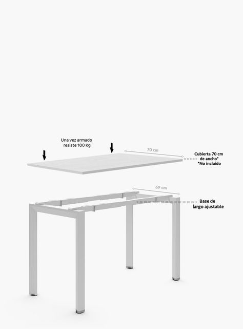Base de Escritorio Neo Extensible 140 - 200 x 70 Gris claro-1