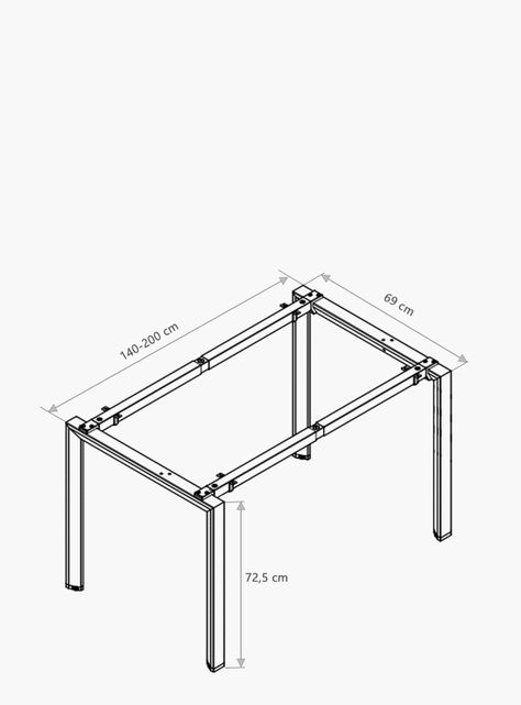 Base de Escritorio Neo Extensible 140 - 200 x 70 Gris claro-3