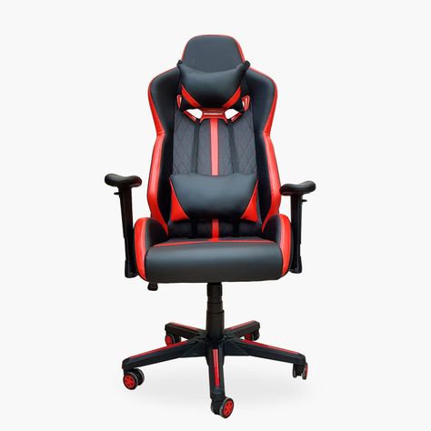 Sillón Oficina Ergonómico Cuero Sintético Armo Negro-Rojo-2