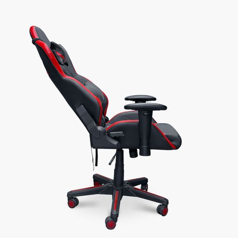 Sillón Oficina Ergonómico Cuero Sintético Armo Negro-Rojo-5
