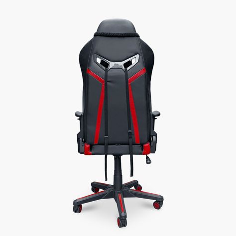 Sillón Oficina Ergonómico Cuero Sintético Armo Negro-Rojo-7