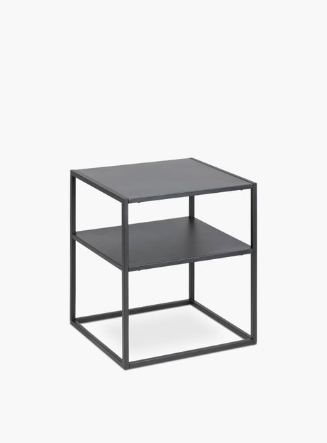 Mesa Lateral Newton con repisa Negro-2