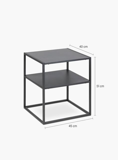 Mesa Lateral Newton con repisa Negro-4