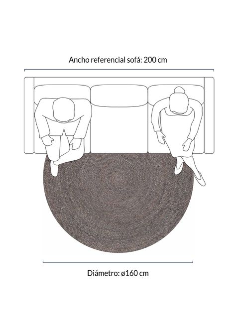 Alfombra redonda Yute Gobi ⌀160 Gris-5