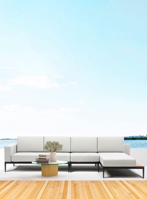 Seccional 3C + Chaise Derecho Long Bay Gris-1