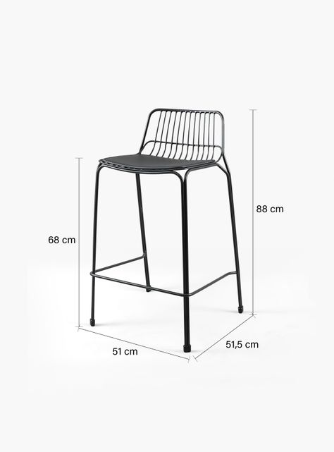 Taburete Medio Metal Isabella Negro-1
