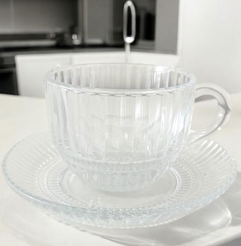 Juego De Tazas con Platillos De Vidrio Set 6 Pocillos Cafe Te 240 cc-2