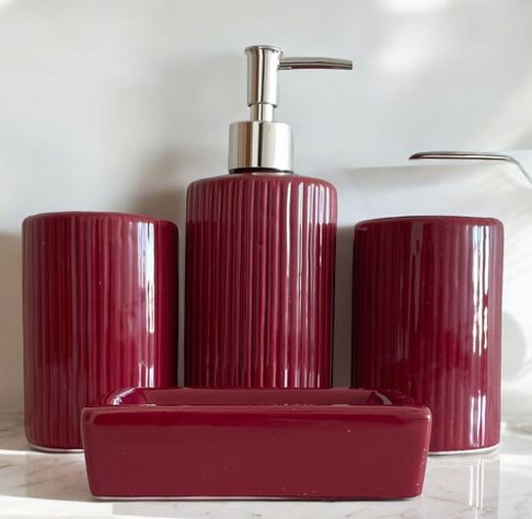 Juego Dispensador De Jabon Set De Baño 4 Piezas -2