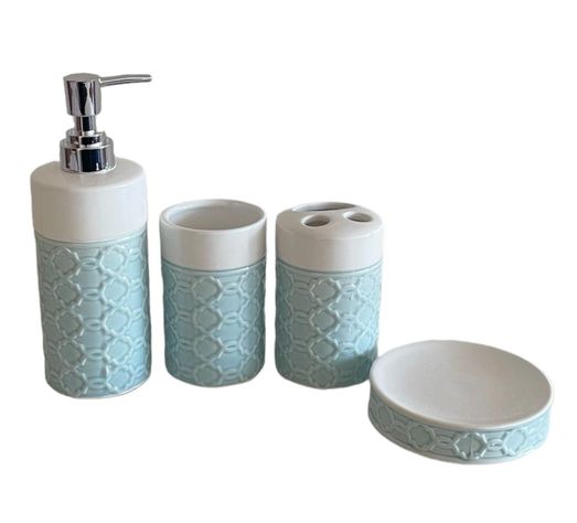 Kit De Baño Cerámica Accesorios Dispensador De Jabon-0