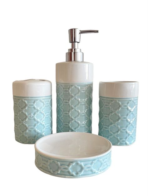 Kit De Baño Cerámica Accesorios Dispensador De Jabon-1