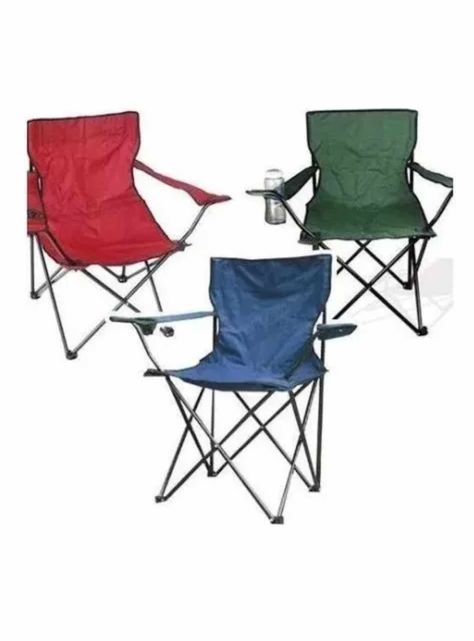 Kitul silla plegable con porta vaso color negro, azul, verde y rojo.-1