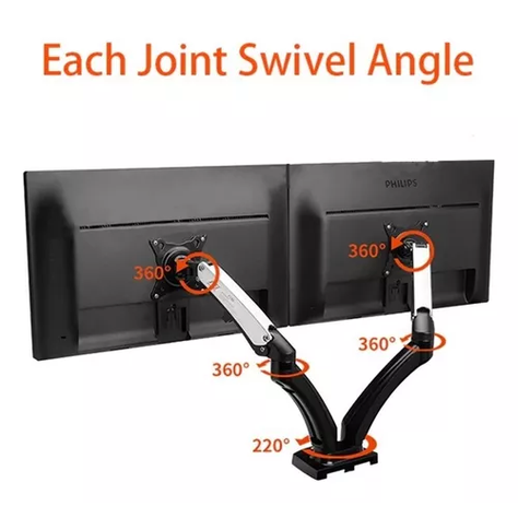 Soporte ergonómico de mesa para TVmonitor 2 brazos negro-4
