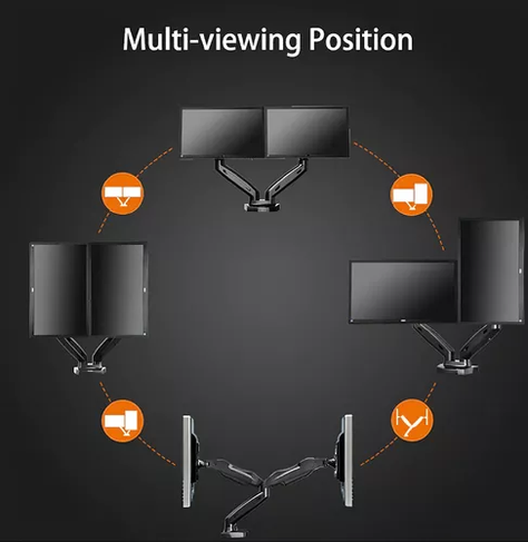 Soporte ergonómico de mesa para TVmonitor 2 brazos negro-5