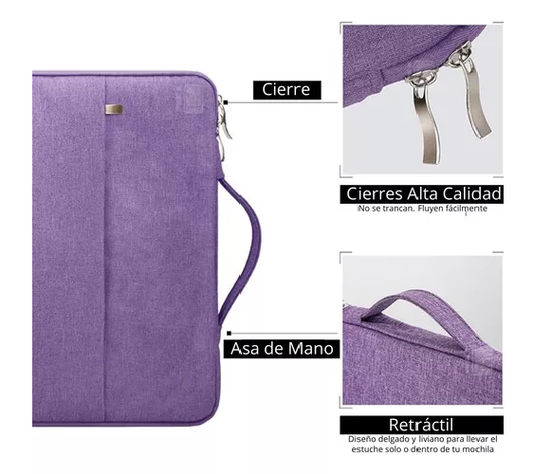Bolso para tablet de 11 pulgadas microfibra impermeable color morado-1