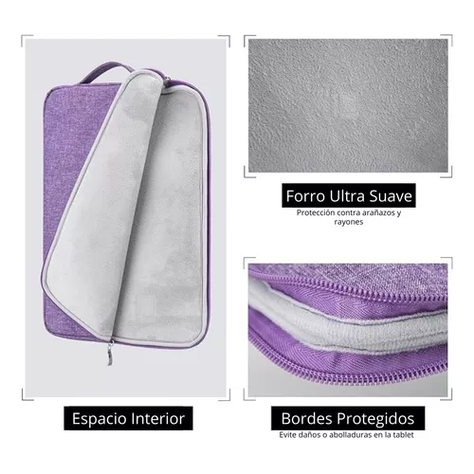 Bolso para tablet de 11 pulgadas microfibra impermeable color morado-3