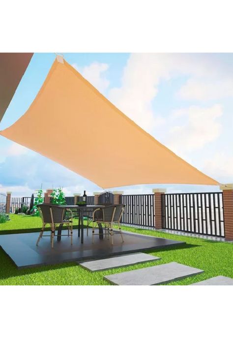 Toldo vela sombra rectangular para patio 6x4 mts beige-7